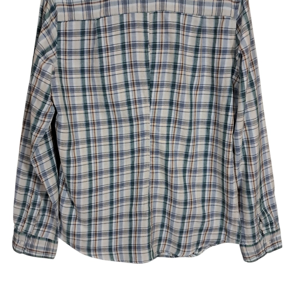 Frank & Eileen Barry Flannel Button Down Women's Large Shirt Blue Plaid Preppy - Picture 6 of 13